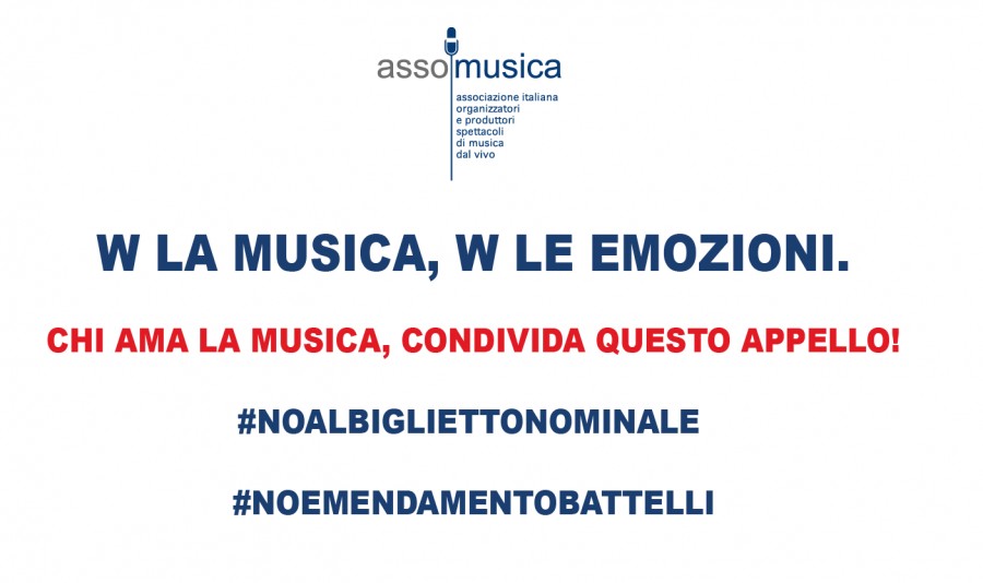 Appello Assomusica: "NO AL BIGLIETTO NOMINALE PER I CONCERTI"