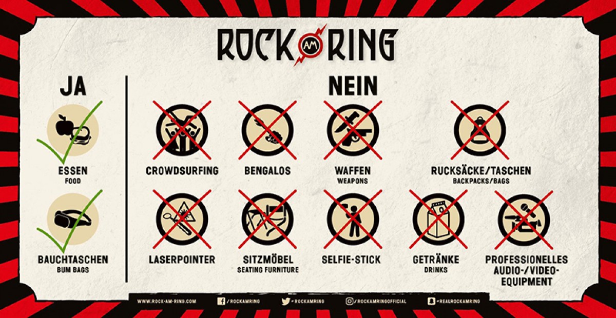 Il festival Rock am Ring vieta gli zaini